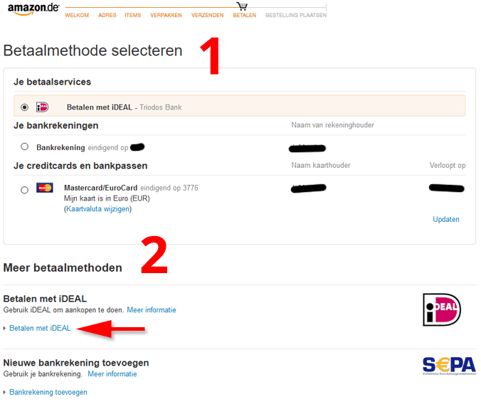 Betaalmethodes tijdens bestellen op Amazon