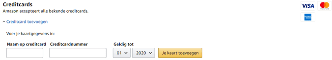 Voeg een betaalkaart toe aan Amazon Prime