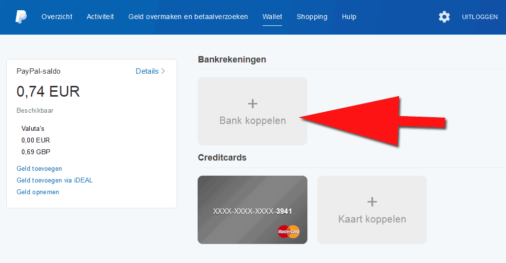 Kies 'Bankrekening toevoegen'