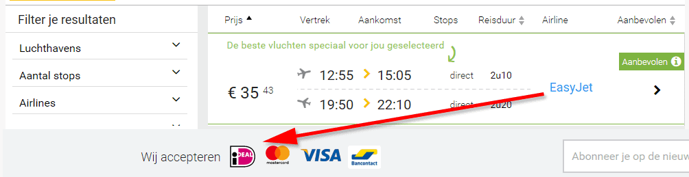 Geen creditcard nodig om hier tickets te boeken