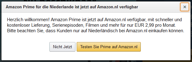 Prime Duitsland popup