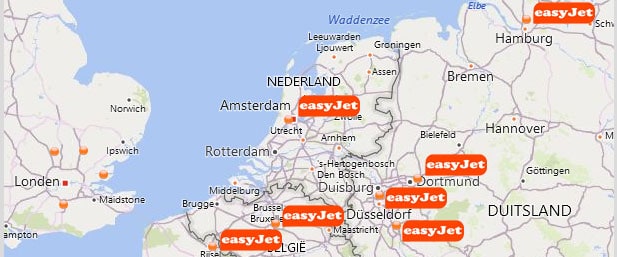 Vertrekluchthavens easyJet